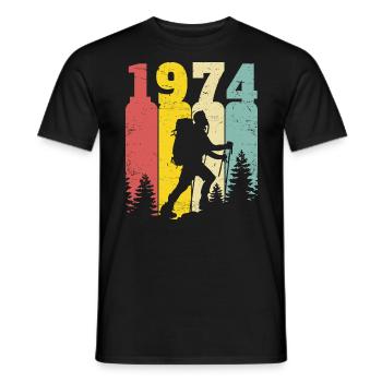 Retro Year 1974 Hiker 50 Years Anniversary - Men's T-Shirt - black - Front - AI Model Male 178 light (178cm)