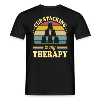 Sport Stacking ist meine Therapie - Männer T-Shirt - Schwarz - Vorne - AI Model Male 178 light (178cm)
