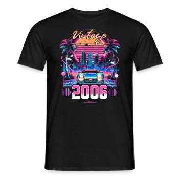 Synthwave Retro 18th Anniversary 2006 - Men's T-Shirt - black - Front - AI Model Male 178 light (178cm)