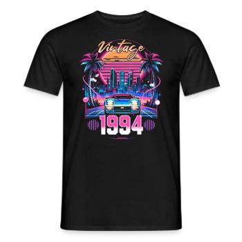 Synthwave Retro 30th Anniversary 1994 - Men's T-Shirt - black - Front - AI Model Male 178 light (178cm)