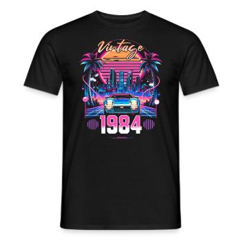 Synthwave Retro 40th Anniversary 1984 - Men's T-Shirt - black - Front - AI Model Male 178 light (178cm)