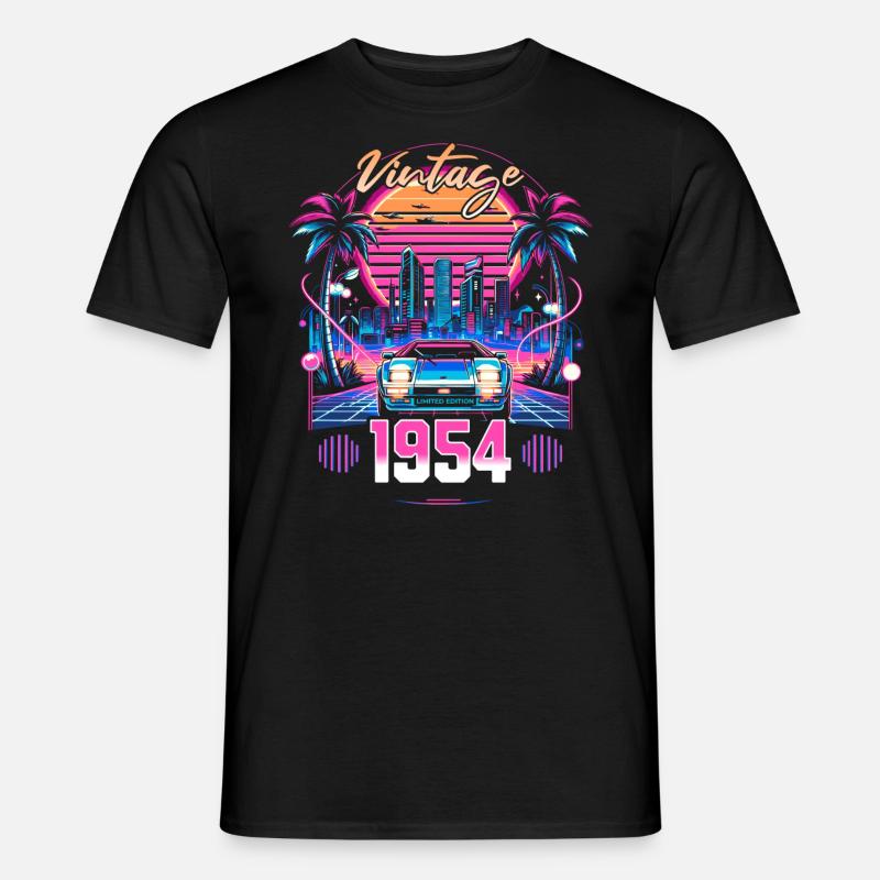 Synthwave Retro 70. Jubiläum 1954 - Männer T-Shirt - Schwarz