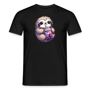 Paresseux buvant du thé à bulles Galaxy Boba paresseux - T-shirt homme - noir - Devant - AI Model Male 178 light (178cm)