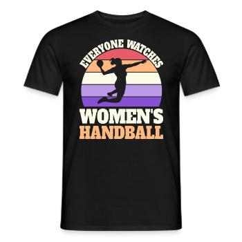 Retro Sport Damen Handball - Männer T-Shirt - Schwarz - Vorne - AI Model Male 178 light (178cm)