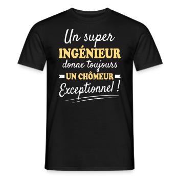 Exceptionnel Ingénieur Chômeur - T-shirt homme - noir - Devant - AI Model Male 178 light (178cm)
