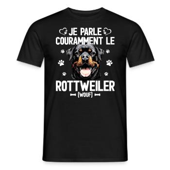 Parler Le Rottweiler Humour Chien - T-shirt homme - noir - Devant - AI Model Male 178 light (178cm)