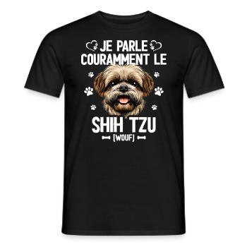 Parler Le Shih Tzu Humour Chien - T-shirt homme - noir - Devant - AI Model Male 178 light (178cm)