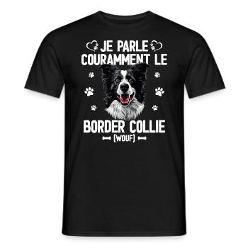 Parler Le Border Collie Humour Chien - T-shirt homme - noir - Devant - AI Model Male 178 light (178cm)