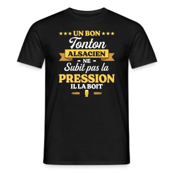 Tonton Alsacien Oncle Humour Tonton - T-shirt homme - noir - Devant - AI Model Male 178 light (178cm)