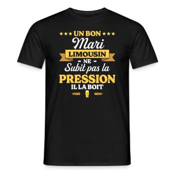 Mari Limousin Compagnon Humour Mari - T-shirt homme - noir - Devant - AI Model Male 178 light (178cm)