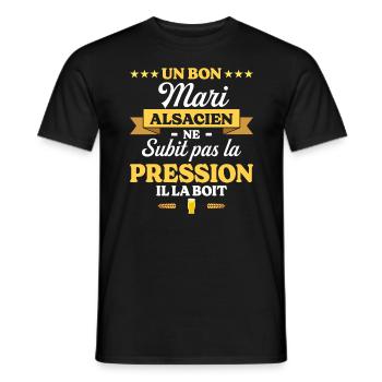 Mari Alsacien Compagnon Humour Mari - T-shirt homme - noir - Devant - AI Model Male 178 light (178cm)