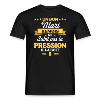 Mari Rémois Compagnon Humour Mari - T-shirt homme - noir - Devant - AI Model Male 178 light (178cm)
