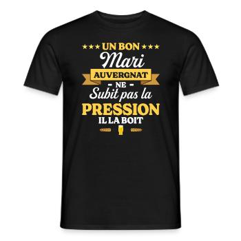 Mari Auvergnat Compagnon Humour Mari - T-shirt homme - noir - Devant - AI Model Male 178 light (178cm)