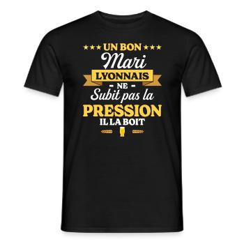 Mari Lyonnais Compagnon Humour Mari - T-shirt homme - noir - Devant - AI Model Male 178 light (178cm)