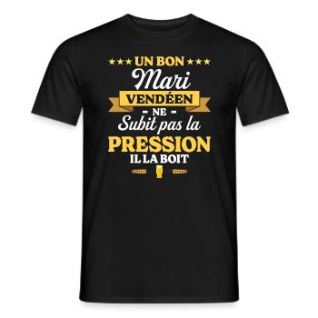 Mari Vendéen Compagnon Humour Mari - T-shirt homme - noir - Devant - AI Model Male 178 light (178cm)