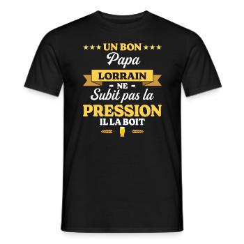 Papa Lorrain Ne Subit Pas La Pression Humour Papa - T-shirt homme - noir - Devant - AI Model Male 178 light (178cm)