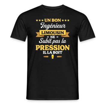 Ingénieur Limousin Humour Génie - T-shirt homme - noir - Devant - AI Model Male 178 light (178cm)