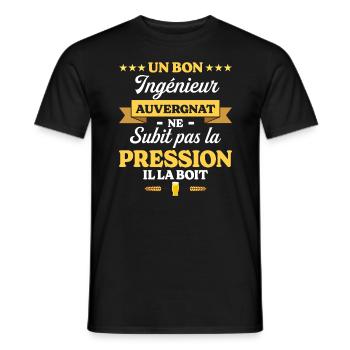 Ingénieur Auvergnat Humour Génie - T-shirt homme - noir - Devant - AI Model Male 178 light (178cm)