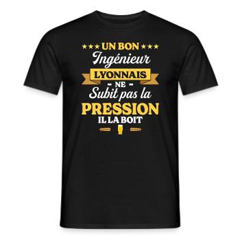Ingénieur Lyonnais Humour Génie - T-shirt homme - noir - Devant - AI Model Male 178 light (178cm)