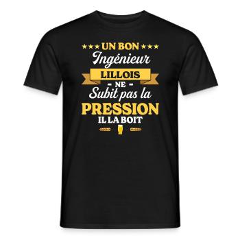 Ingénieur Lillois Humour Génie - T-shirt homme - noir - Devant - AI Model Male 178 light (178cm)