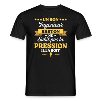 Ingénieur Breton Humour Génie - T-shirt homme - noir - Devant - AI Model Male 178 light (178cm)