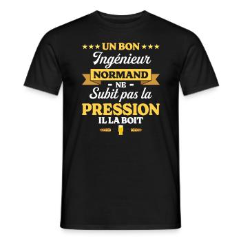 Ingénieur Normand Humour Génie - T-shirt homme - noir - Devant - AI Model Male 178 light (178cm)