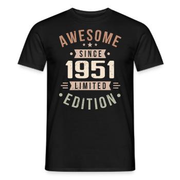 Original 1951 Vintage Vintage Birthday 1951 - Men's T-Shirt - black - Front - AI Model Male 178 light (178cm)