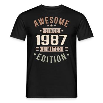 Original 1987 Vintage Vintage anniversaire 1987 - T-shirt homme - noir - Devant - AI Model Male 178 light (178cm)