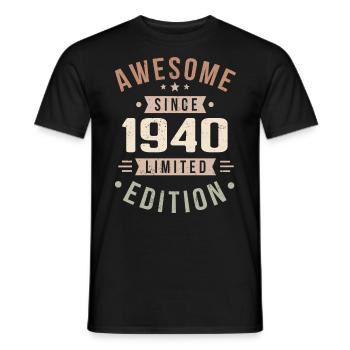 Original des années 1940 Vintage Vintage anniversaire des années 1940 - T-shirt homme - noir - Devant - AI Model Male 178 light (178cm)