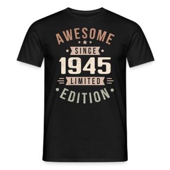 Original 1945 Vintage Vintage Birthday 1945 - Men's T-Shirt - black - Front - AI Model Male 178 light (178cm)