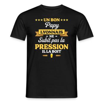 Papy Lyonnais Grand-Père Humour Papy - T-shirt homme - noir - Devant - AI Model Male 178 light (178cm)
