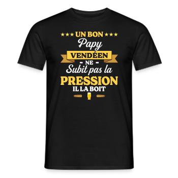 Papy Vendéen Grand-Père Humour Papy - T-shirt homme - noir - Devant - AI Model Male 178 light (178cm)