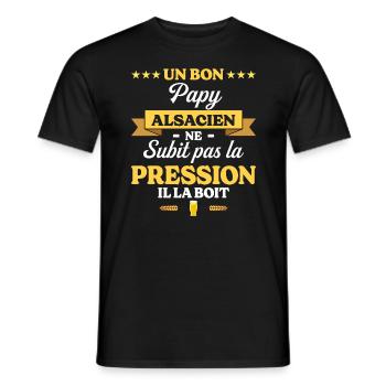 Papy Alsacien Grand-Père Humour Papy - T-shirt homme - noir - Devant - AI Model Male 178 light (178cm)