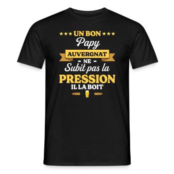 Papy Auvergnat Grand-Père Humour Papy - T-shirt homme - noir - Devant - AI Model Male 178 light (178cm)