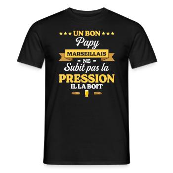 Papy Marseillais Grand-Père Humour Papy - T-shirt homme - noir - Devant - AI Model Male 178 light (178cm)
