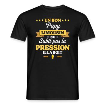Papy Limousin Grand-Père Humour Papy - T-shirt homme - noir - Devant - AI Model Male 178 light (178cm)