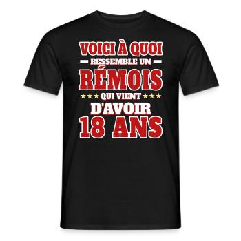 Supporter De Reims Anniversaire 18 Ans - T-shirt homme - noir - Devant - AI Model Male 178 light (178cm)