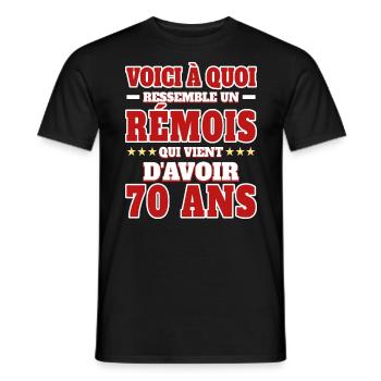 Supporter De Reims Anniversaire 70 Ans - T-shirt homme - noir - Devant - AI Model Male 178 light (178cm)
