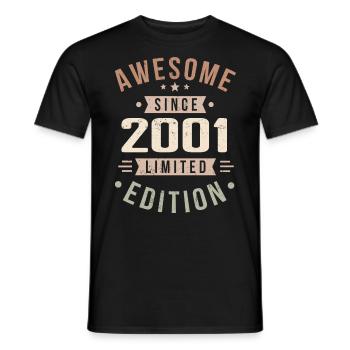 Original 2001 Millésime Vintage Anniversaire 2001 - T-shirt homme - noir - Devant - AI Model Male 178 light (178cm)