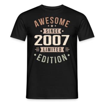 Original 2007 Vintage Vintage Birthday 2007 - Men's T-Shirt - black - Front - AI Model Male 178 light (178cm)