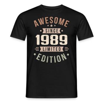 Original 1989 Vintage Vintage Birthday 1989 - Men's T-Shirt - black - Front - AI Model Male 178 light (178cm)