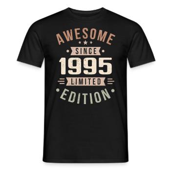 Original 1995 Vintage Vintage Anniversaire 1995 - T-shirt homme - noir - Devant - AI Model Male 178 light (178cm)