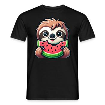 Faultier Sommerfrucht Melone - Männer T-Shirt - Schwarz - Vorne - AI Model Male 178 light (178cm)