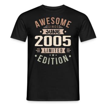 June 2005 Birthday June 2005 Gift June 2005 - Men's T-Shirt - black - Front - AI Model Male 178 light (178cm)
