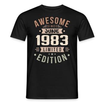 June 1983 Birthday June 1983 Gift June 1983 - Men's T-Shirt - black - Front - AI Model Male 178 light (178cm)