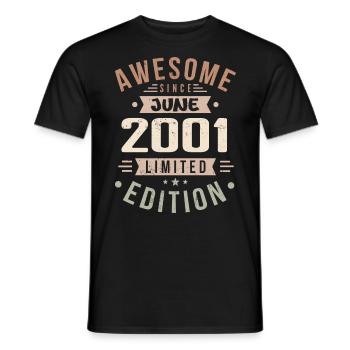 Juin 2001 Anniversaire Juin 2001 Cadeau Juin 2001 - T-shirt homme - noir - Devant - AI Model Male 178 light (178cm)