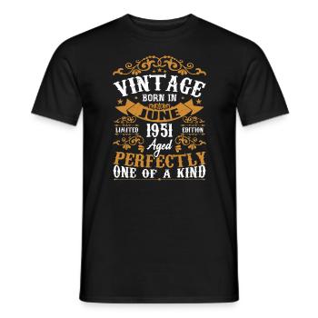Geschenk Juni 1951 Geburtstag Juni 1951 Juni 1951 - Männer T-Shirt - Schwarz - Vorne - AI Model Male 178 light (178cm)