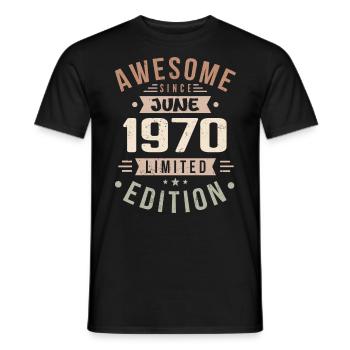Juin 1970 Anniversaire Juin 1970 Cadeau Juin 1970 - T-shirt homme - noir - Devant - AI Model Male 178 light (178cm)