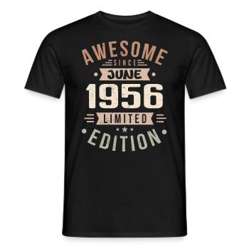 June 1956 Birthday June 1956 Gift June 1956 - Men's T-Shirt - black - Front - AI Model Male 178 light (178cm)