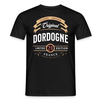 Vintage Dordogne Département France - T-shirt homme - noir - Devant - AI Model Male 178 light (178cm)